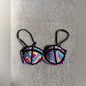 Colorful Geometric Bikini Top coral tropics sexy beach summer casual